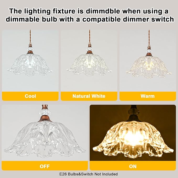 1 Piece Vintage Chandelier Light Fixtures with Crystal Glass Shade, Antique Red Bronze Finish Pendant Light for Kitchen Island, Hanging Light Fixture for Dining Room, Hallway, Living Room, Bedroom