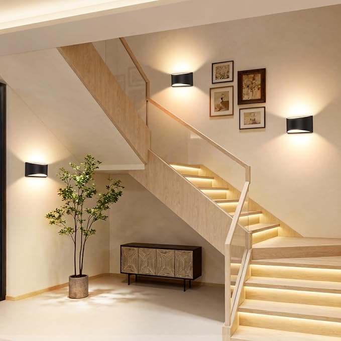 6 Pack Black Modern LED Wall Sconce Hardwired Indoor Wall Lights Up and Down Wall Mount Light Fixture for Living Room Bedroom Corridor Hallway Conservatory Warm White 3000K(with G9 Bulbs)