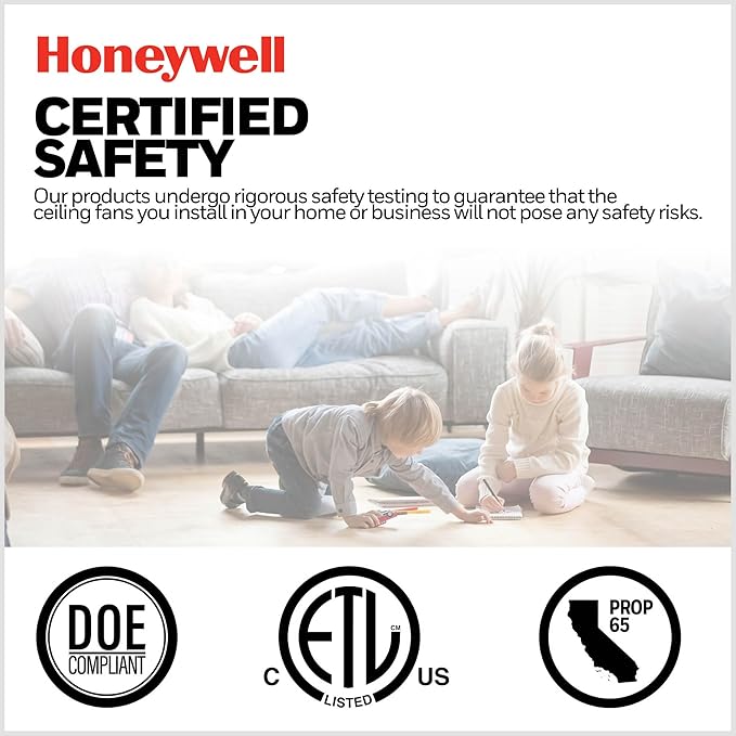 Honeywell Ceiling Fans Duval 52 Inch Ceiling Fan, Quick 2 Hang Indoor/Outdoor Ceiling Fan with Pull Chain, Dual Mount 5 Blade Tropical Design, ETL Damp Rated, White (50206-01)