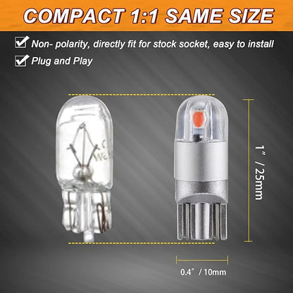 Auxbeam T10 194 LED Bulbs Red, Super Bright Non-Polarity W5W 168 2825 Car Interior Lights, Replacement Bulb for Dashboard Lights, License Plate lights, Dome Map Light,Brake Light 2 PCS