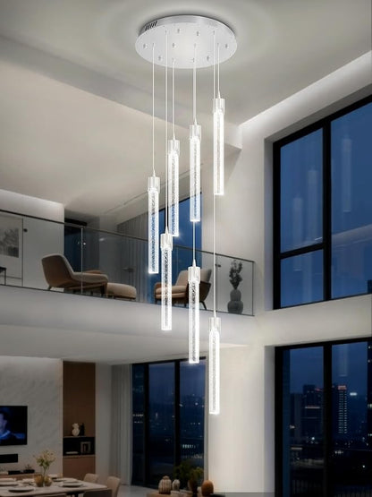ykolupty Modern Chandelier 8-Light Bubble Crystal Pendant Light Adjustable Pendant Light Fixture Crystal Chandeliers for Living Room Dinning Room Bedroom