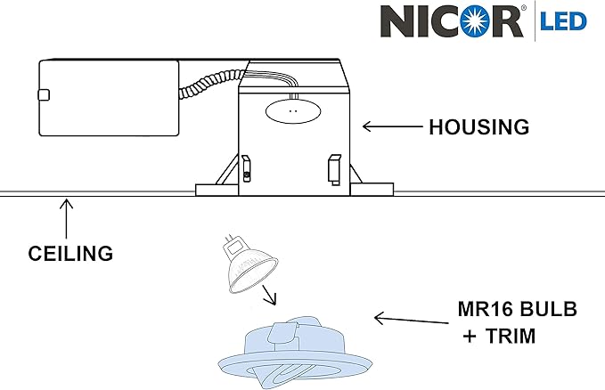 NICOR Lighting 4 inch White Recessed Gimbal Trim for MR16 Bulb (14558WH) - (Bulb Not Included)