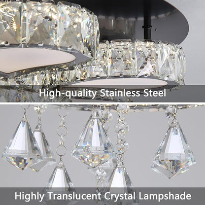 HAIXIANG Extra Large Chandelier for Living Room Crystal Chandeliers High Ceiling Light Fixtures Luxury Modern Dimmbale Lighting Black Lights for Entryway Foyer