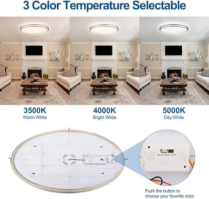 DAKASON 2Pack 32In Oval LED Flush Mount Ceiling Light for Kitchen, 50W Modern Ceiling Light Fixture for Living Room, 3500K/4000K/5000K, Dimmable for Dining Room/Laundry/Hallway, Brushed Nickel