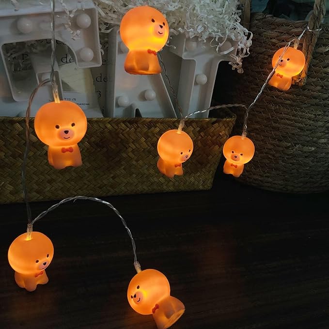 1.65M Cute Animal Dog Shape 10 Led Painted Dog Fairy Lights Lucky Puppy String Lights USB Powered for Halloween Christmas Thanksgiving Home Party Children Kids Bedroom Decoration (Lucky Puppy)