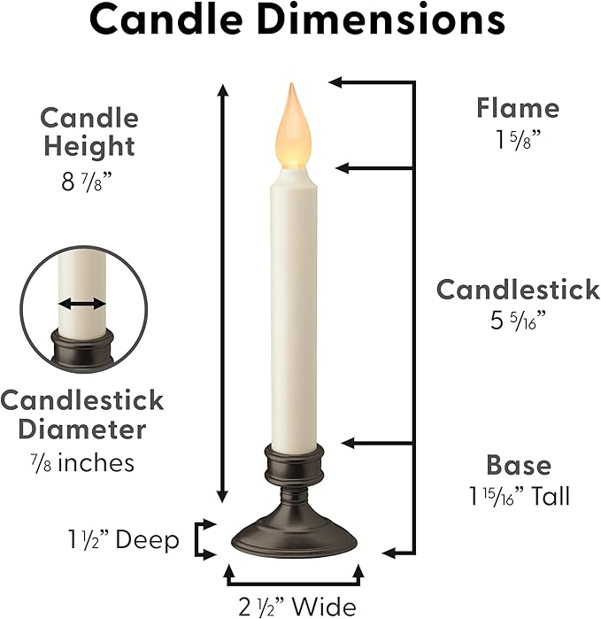 Xodus Innovations FPC1205A-2 Battery Operated LED Window Candle, Dusk to Dawn Light Sensor, Aged Bronze Plastic Base, Amber Flicker Flame, 8-7/8 Inch