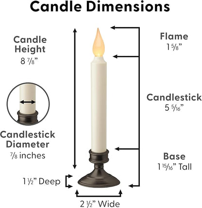 Xodus Innovations FPC1205A-2 Battery Operated LED Window Candle, Dusk to Dawn Light Sensor, Aged Bronze Plastic Base, Amber Flicker Flame, 8-7/8 Inch