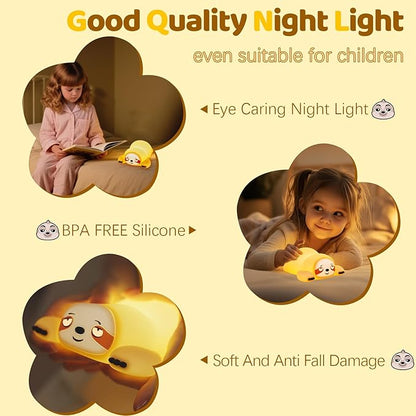 YR YRHH-PET Cute Sloth Gifts Night Light, Funny Sloth Lamp, Rechargeable Squishy Dimmable Weird Nightlight, LED Novelty Animal Cute Stuff, Room Dorm Décor, Silicone Touch Light Up Sloth for Baby Kids