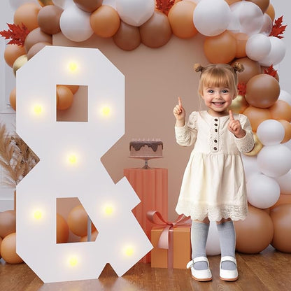 Bugame 3FT Light Up Letters, Quick 7-Min Setup No Edge Assembly Needed, Lightweight Foam Board Marquee Letters for Birthday Wedding Baby Shower Backdrop Decor, Letter &