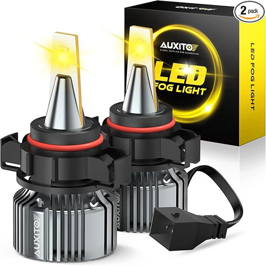 AUXITO 5202 LED Fog Light Bulbs Yellow Amber 3000K, 400% Brighter 6000 Lumens 30W High Power, 5201 PS24W PS19W 9009 12086 Fog Lamps LED DRL Bulbs Replacement for Cars Trucks, Pack of 2