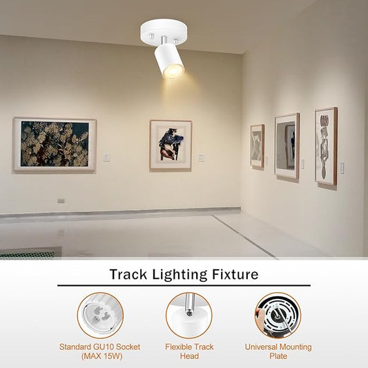 BoostArea LED Light Track Lighting Kit, Monopoint Sconce Adjustable Flush Mount Spot Light, Flexibly Rotatable Light Head for Kitchen, Living Room, Bedroom, GU10 Bulb Not Included, C0102