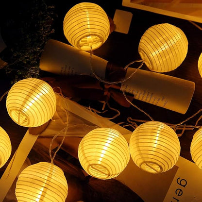 Cobus CozyHome Lantern String Lights Outdoor - 20 Lantern LEDs & 23 ft with 8 Modes | Warm White Outdoor Lampion String Lights Electric Lighting 23 ft Christmas Light