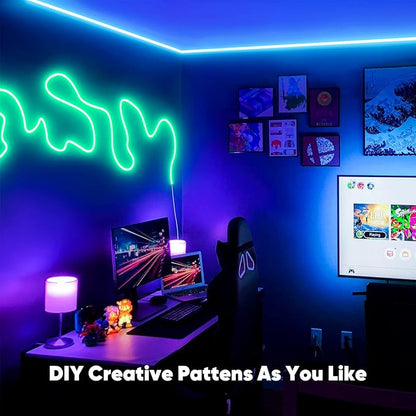 Shine Decor 24V Smart Neon Rope Lights, RGBW Silicone Neon Light Remote APP WiFi Control Music Sync, RGB+Warm White Changing Dimmable LED Neon Strip 16.4FT Flexible Waterproof for Indoor Outdoor