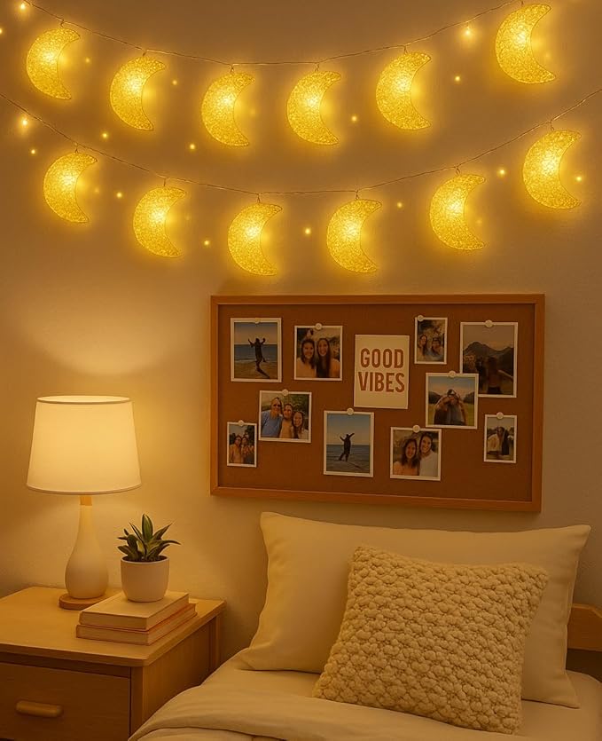AceList Moon String Lights, 9.8FT 20 LED Decorative Fairy Lights, USB & Battery Powered for Bedroom, Party, Dorm, Camping, Mother’s Day, Holiday and Everyday Home Decor