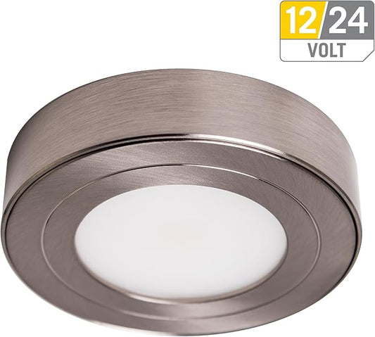 Armacost Lighting PureVue Dimmable LED Undercabinet Puck Light, Daylight 5000K, Brushed Steel 253411