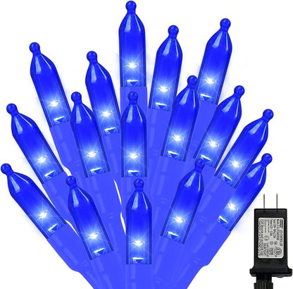 LAMPHOME 32.5FT 100LED Blue Christmas String Lights, 16 Modes Waterproof Fairy Lights Plug in, Twinkle String Lights Indoor Outdoor for Bedroom Wall Halloween Tree Party Home Decoration