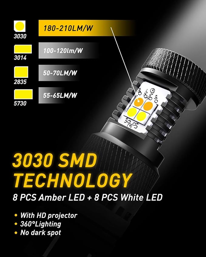 AUXITO 3157 Switchback LED Turn Signal Bulbs, 3157 LED Bulb White and Amber Dual Color 3057 3457 4157 LED Bulbs with 3030 Chipsets for Turn Signal Lights Parking Lights Tail Lights, (Pack of 2)