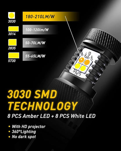 AUXITO 3157 Switchback LED Turn Signal Bulbs, 3157 LED Bulb White and Amber Dual Color 3057 3457 4157 LED Bulbs with 3030 Chipsets for Turn Signal Lights Parking Lights Tail Lights, (Pack of 2)