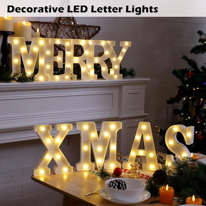 LED Marquee Sign Light Up Letters, Alphabet Light Up Letters Sign, Battery Powered LED Letter Lights for Night Light, Wedding, Birthday, Party, Christmas or Home Decor (Letter X)