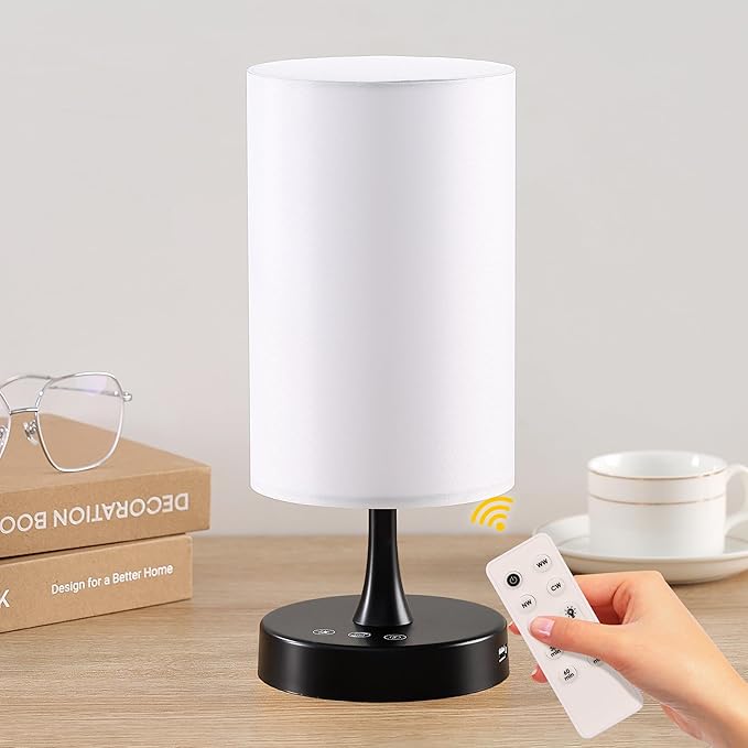 Caromolly Light Therapy Lamp, 10000 Lux Light with Remote Control, 3 Color Temperature & 4 Brightness Level & Timer, Daylight Lamp for Home, Office, Decoration(Black Base White Shade)