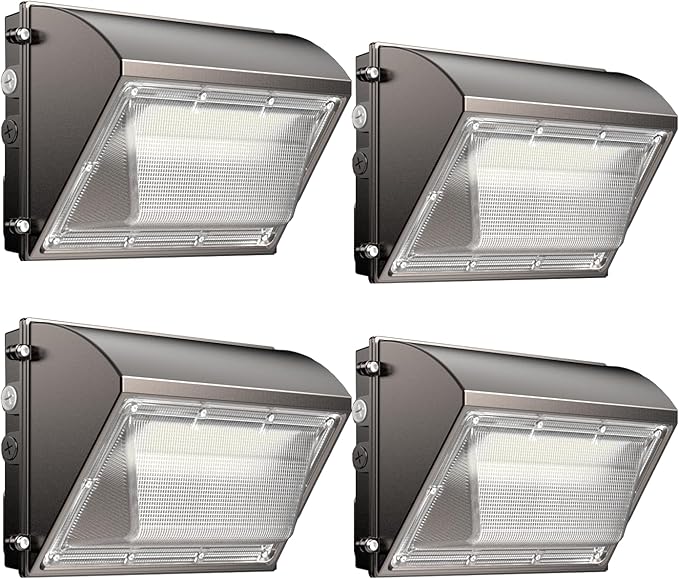 LED Wall Pack Light 120W, 18000LM 5000K Daylight, Outdoor Lighting with Dusk-to-Dawn Photocell, LED Wall Pack for Parking Lot, Warehouse, Yard, ETL Listed (120W - 4PACK)