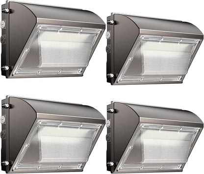 LED Wall Pack Light 120W, 18000LM 5000K Daylight, Outdoor Lighting with Dusk-to-Dawn Photocell, LED Wall Pack for Parking Lot, Warehouse, Yard, ETL Listed (120W - 4PACK)