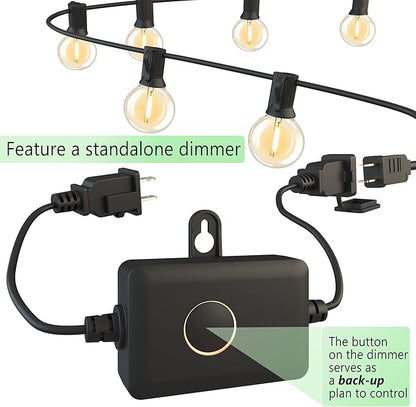 SUFEIMAS Outdoor-String-Lights-Patio-LED-Light-Outside 30FT Waterproof Dimmable Remote Outdoor Lighting 28 Globe G40 LED Bulbs Hanging Lights Connectable for Backyard Porch Party 12 inch Far Apart