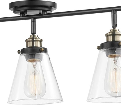Globe Electric 59629 Jackson 3 Track Lighting, Dark Bronze, Antique Brass Accents