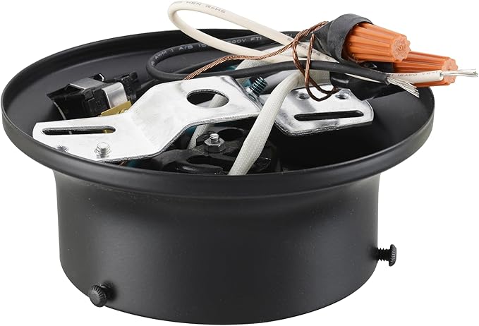 Aspen Creative 22103-01-1, Flush Mount Ceiling Fixture Shade Holder Kit with Outlet in Matte Black Finish 3-5/8" Fitter, 4-3/4" Diameter x 2" Height