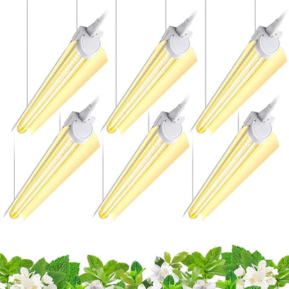 Barrina T8 Plant Light, 144W(6 x 24W), 800W Equivalent, 2FT Super Bright, Full Spectrum, led Grow Light, Integrated Growing Lamp Fixture, for Indoor Plants, 6-Pack
