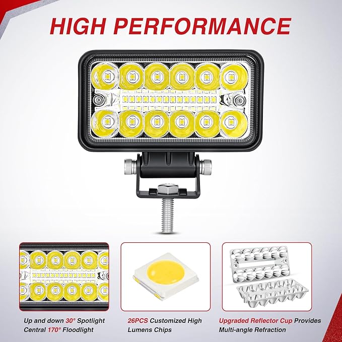 Nilight LED Light Pods 2PCS 4.5 Inch 39W Upgraded Spot Flood Combo Beam Driving Fog Work Backup Bumper Roof Lighting for Offroad Pickup Truck ATV UTV SUV 4x4 Van Camper Boat