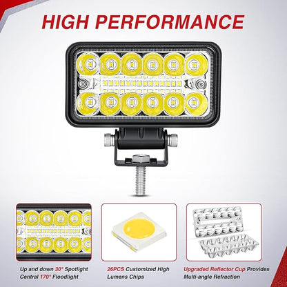 Nilight LED Light Pods 2PCS 4.5 Inch 39W Upgraded Spot Flood Combo Beam Driving Fog Work Backup Bumper Roof Lighting for Offroad Pickup Truck ATV UTV SUV 4x4 Van Camper Boat