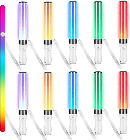 Lewtemi 3 Pcs K-pop Lightstick LED Glow Sticks 15 Color Reusable J-pop Concert Stick, Manual and Automatic Mode, Idol Flashing Glow Sticks for Raves Emergency Camping Party Supplies