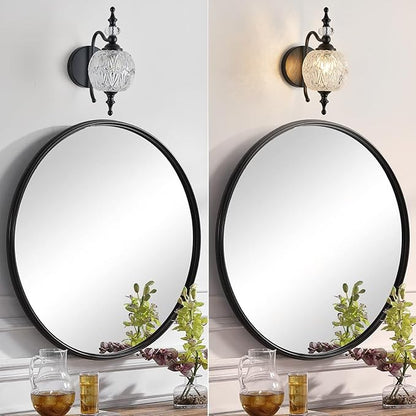 Black 1-Light Wall Light Fixtures with Crystal Glass Shade Vintage Bathroom Wall Sconces Retro Bathroom Vanity Light Fixtures for Bedroom Living Room Farmhouse