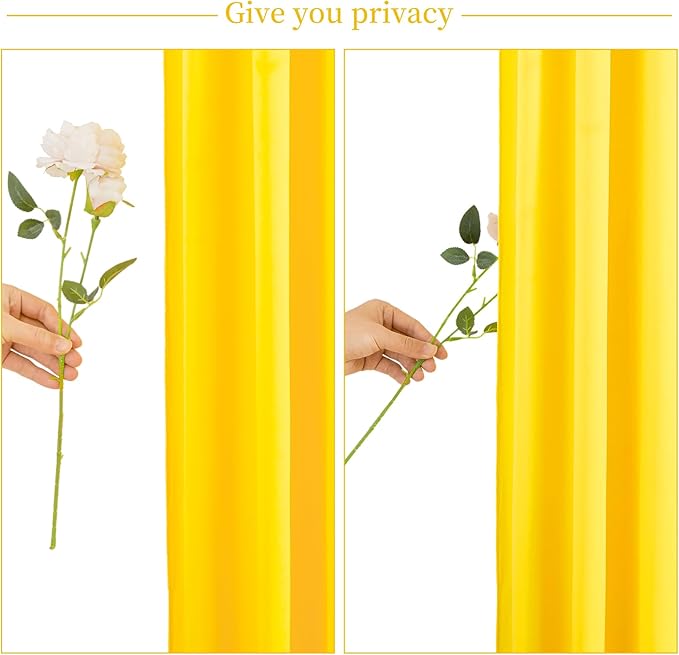 10ft x 10ft Yellow Backdrop Curtain for Parties Yellow Wrinkle Free Backdrop Drapes Panels for Birthday Party Baby Shower Wedding Photo Photography Polyester Fabric Background Decoration