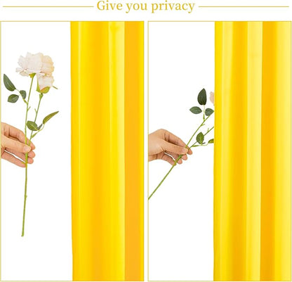 10ft x 10ft Yellow Backdrop Curtain for Parties Yellow Wrinkle Free Backdrop Drapes Panels for Birthday Party Baby Shower Wedding Photo Photography Polyester Fabric Background Decoration