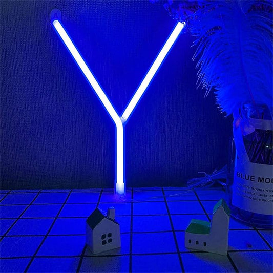 ENUOLI LED Alphabet Lights 26 Letter Lights Blue Neon Letters Light up Letters Sign Battery/USB Powered Neon Lamp Night Light for Christmas Wedding Birthday Party Home Bar Decoration(Y)