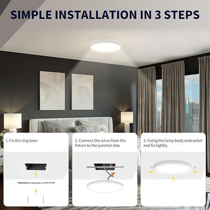 mw 4 Pack 12 Inch LED Flush Mount Ceiling Light Fixture, Flush Mount Ceiling Lights, 2700K/3000K/3500K/4000K/5000K, 25W, 120V, Dimmable Slim LED Ceiling Light for Bedroom Hallway Kitchen