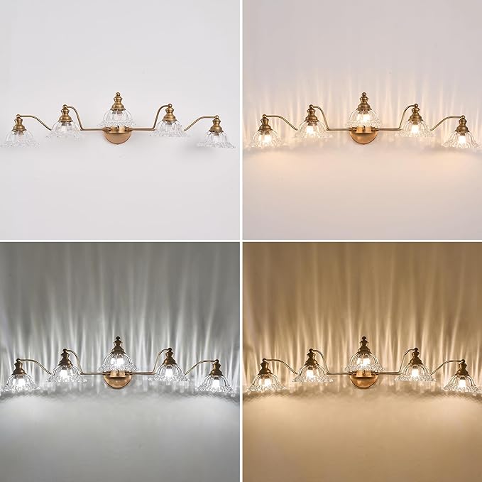 XIEDUN Vintage Brass 5 Light Vanity Light Bathroom Light