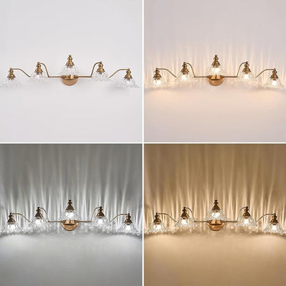 XIEDUN Vintage Brass 5 Light Vanity Light Bathroom Light
