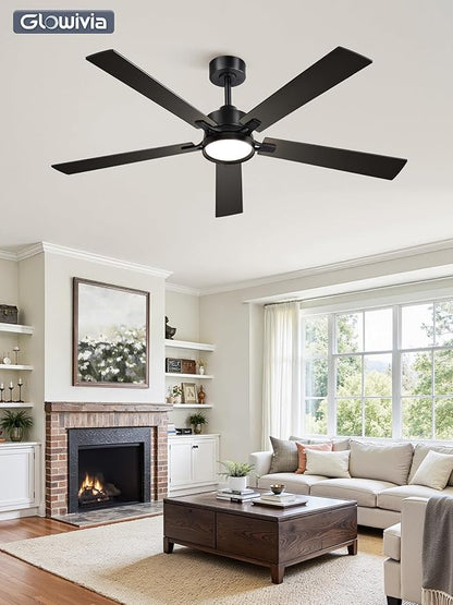 60 Inch Ceiling Fan with Lights and Remote, Smart APP Control, Dimmable with All-Setting Memory, Quiet DC Motor Reversible Blades, Damp Rated Modern Ceiling Fan for Bedroom Patio Living Room
