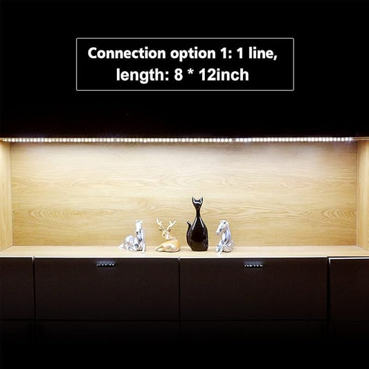 WOBANE LED Display Light Kit, Set of 8x12 inch LED Strip Bar, Cabinet Lighting for Showcase, Bookshelf,Kitchen Counter,Shelves,Rope Lighting with 24W Adapter,6000K White DIY Lamp,Cross Light