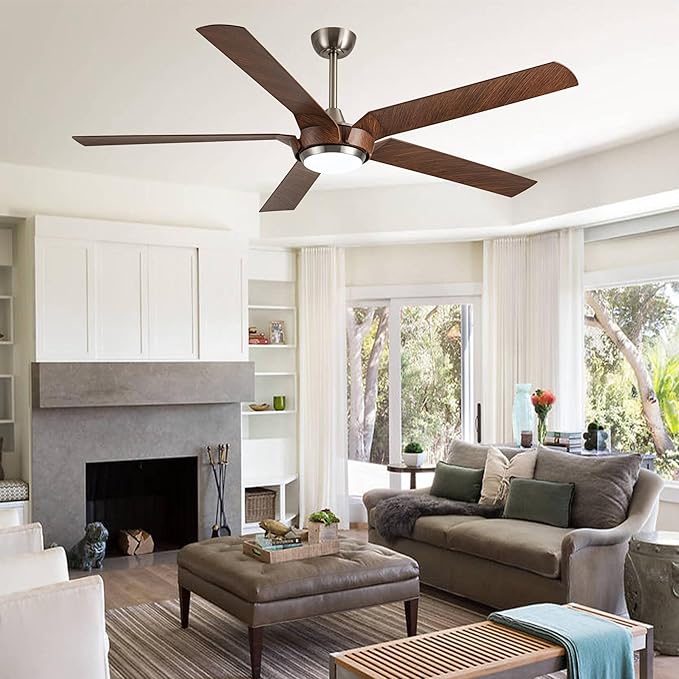 65" Gold Ceiling Fan with Light & Remote - Farmhouse Ceiling Fan with for Bedroom,High Airflow Quiet DC Motor 6-Speed Reversible Indoor/Outdoor