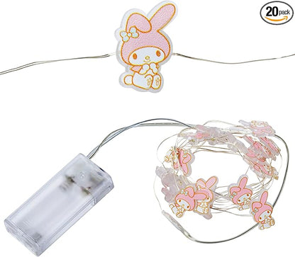 Silver Buffalo Sanrio Hello Kitty and Friends My Melody 20ct Decorative String Lights, 7 Feet Long, Battery Powered (2 AA Batteries Included), Cool White LED, Indoor Use Only