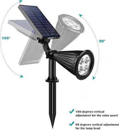 URPOWER Solar Lights Outdoor, 2-in-1 Solar Spot Lights Waterproof with 2 Lighting Modes, Adjustable Solar Powered Spotlights Auto On/Off Landscape Lights for Yard Garden Pathway, 1 Pack (Cool White)
