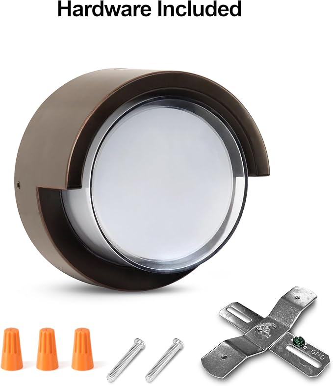 Feit Electric Outdoor LED Wall Sconce, Round Wall Mount Light Fixture, Dusk-to-Dawn, 5000K Daylight, Hardwired, Bronze Finish, Polycarbonate Lens, 50,000-Hour Lifetime, S5RWM/850/DD/BZ