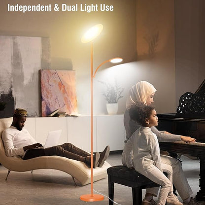marctronic Orange Floor Lamps for Living Room, 44W/4500LM Super Bright 2 in 1 LED Floor Lamp with Remote, Stepless Dimmable