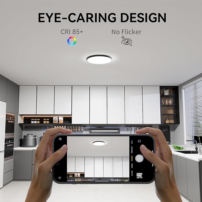 WKONCLDY 7.5Inch LED Ceiling Lights, 5 Colors Selectable (3000K/3500K/4500K/5000K/6000K) Flush Mount Ceiling Lights, Ultra Thin LED Ceiling Lights Fixtures 0.87Inch for Living Room