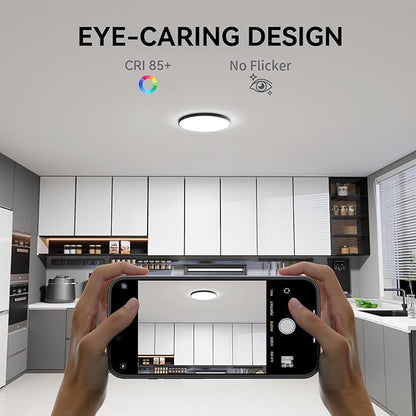 WKONCLDY 7.5Inch LED Ceiling Lights, 5 Colors Selectable (3000K/3500K/4500K/5000K/6000K) Flush Mount Ceiling Lights, Super Slim LED Ceiling Light Fixtures 0.87Inch for Living Room