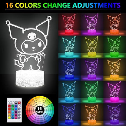 16 Colors Night Light 3D Illusion Table Lamp with Touch & Remote Control LED Lamp Kawaii Anime Led Light Cute Desk Lamp for Artwork Decor Christmas Halloween Birthday Decoration Gifts